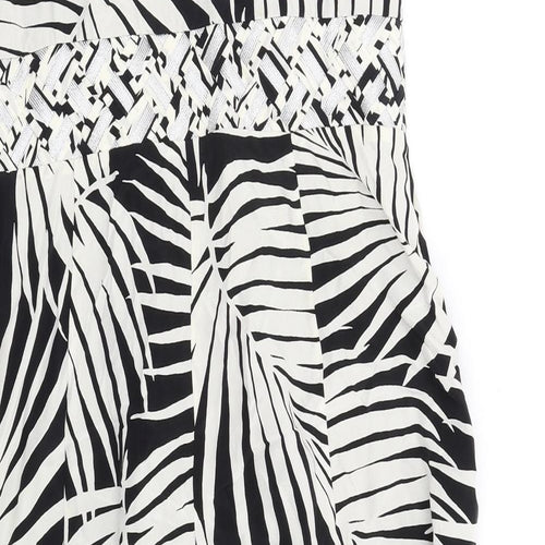 Monsoon Womens Black Geometric Silk A-Line Size 14 Square Neck Zip