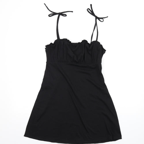 H&M Womens Black Polyester A-Line Size S Square Neck Pullover