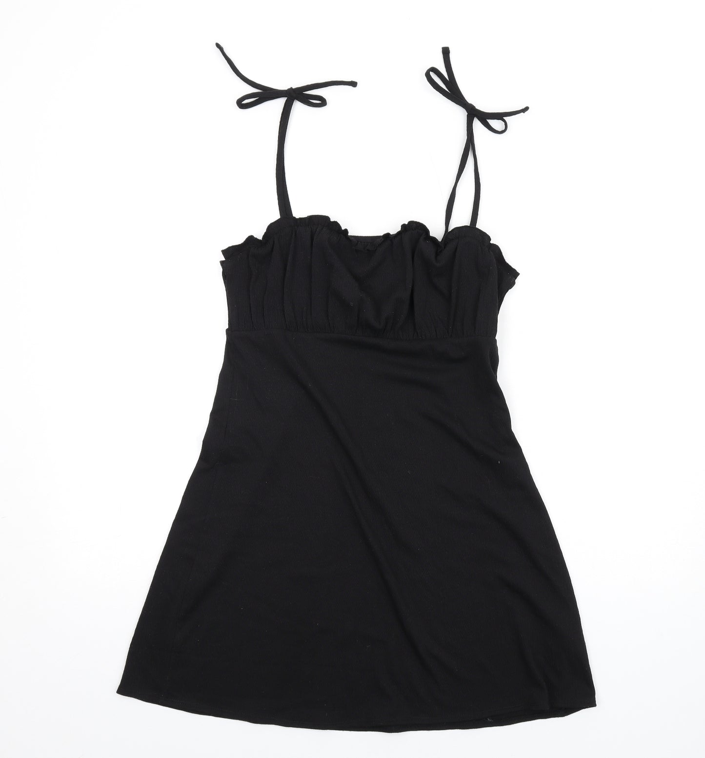 H&M Womens Black Polyester A-Line Size S Square Neck Pullover