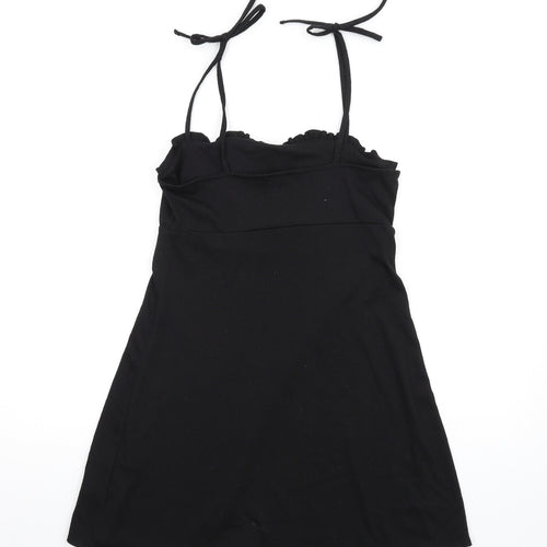 H&M Womens Black Polyester A-Line Size S Square Neck Pullover