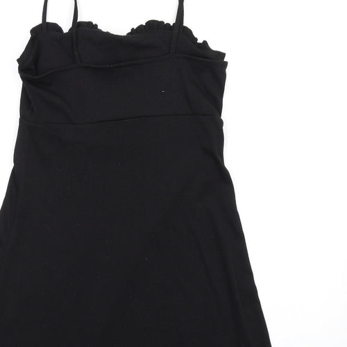 H&M Womens Black Polyester A-Line Size S Square Neck Pullover