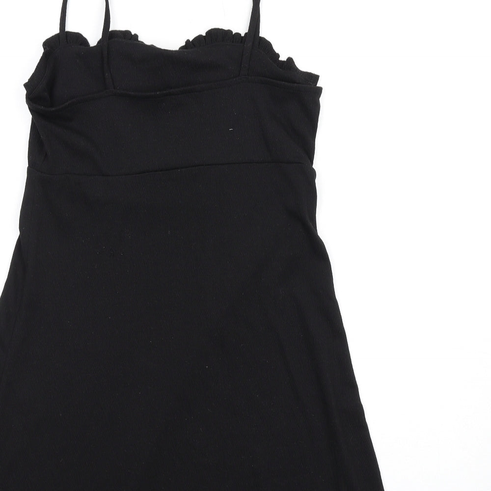 H&M Womens Black Polyester A-Line Size S Square Neck Pullover
