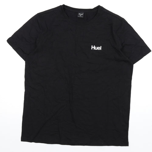 Huel Mens Black Cotton T-Shirt Size 2XL Round Neck
