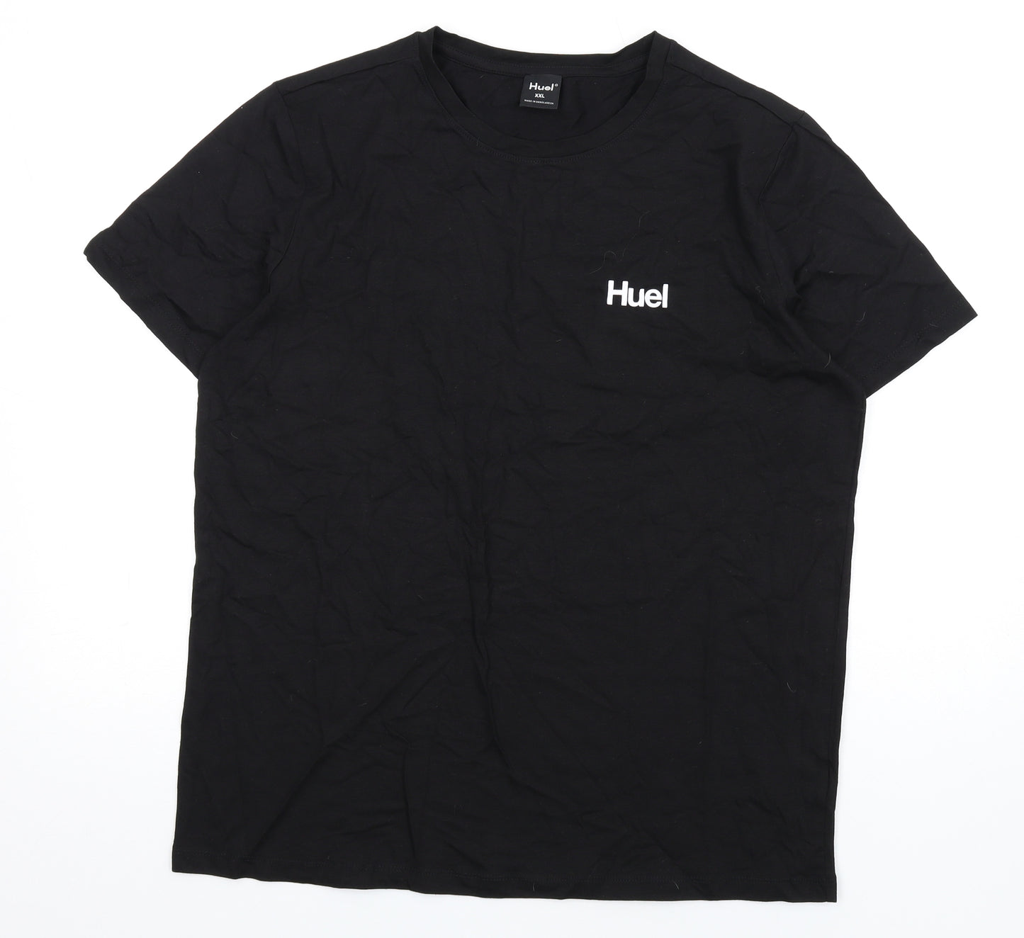 Huel Mens Black Cotton T-Shirt Size 2XL Round Neck