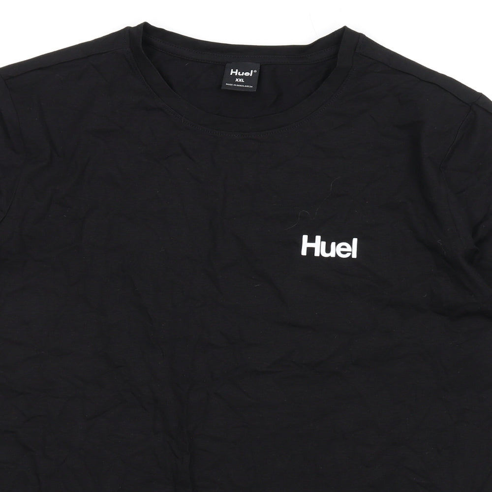 Huel Mens Black Cotton T-Shirt Size 2XL Round Neck