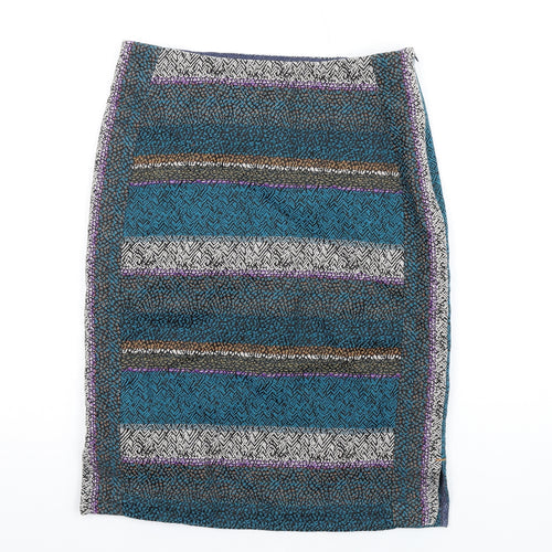 White Stuff Womens Multicoloured Cotton Straight & Pencil Skirt Size 8 Zip