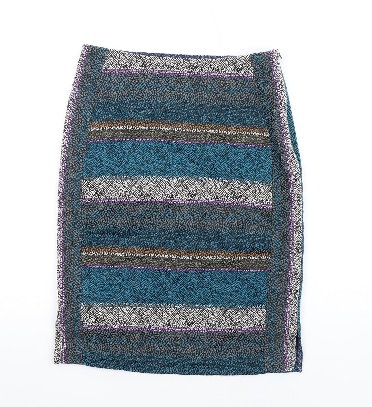 White Stuff Womens Multicoloured Cotton Straight & Pencil Skirt Size 8 Zip