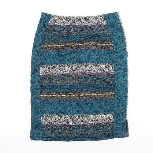 White Stuff Womens Multicoloured Cotton Straight & Pencil Skirt Size 8 Zip