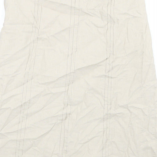 BHS Womens Beige Linen A-Line Skirt Size 12 Zip