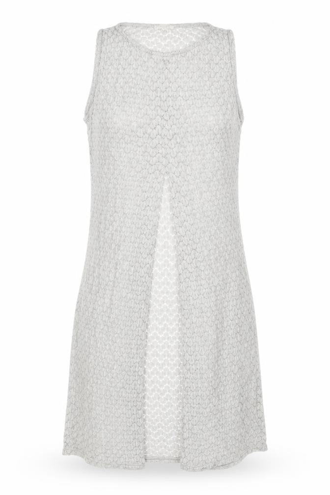 Front view of River Island women’s grey polyamide basic tank, size UK 12, round neck