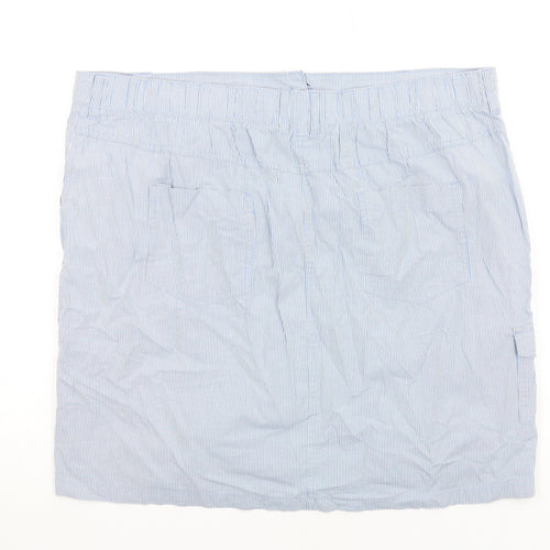 Authentic Womens Blue Striped Cotton A-Line Skirt Size 20 Zip