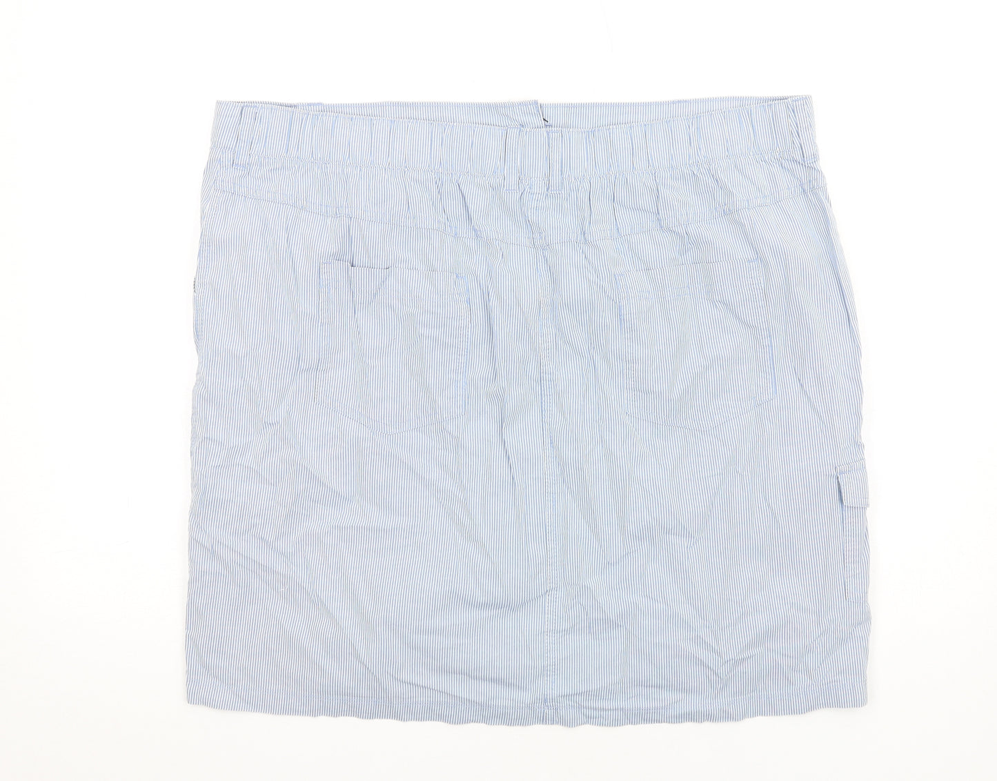Authentic Womens Blue Striped Cotton A-Line Skirt Size 20 Zip