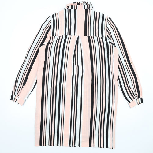 Quiz Womens Pink Striped Polyester Shirt Dress Size 10 Collared Button
