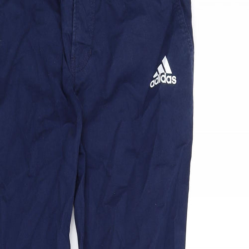 adidas Mens Blue Cotton Trousers Size 32 in L33 in Regular Zip