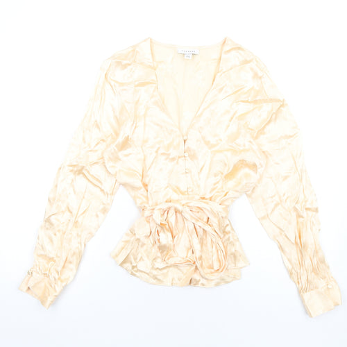 Topshop Womens Ivory Viscose Basic Button-Up Size 8 V-Neck