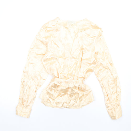 Topshop Womens Ivory Viscose Basic Button-Up Size 8 V-Neck