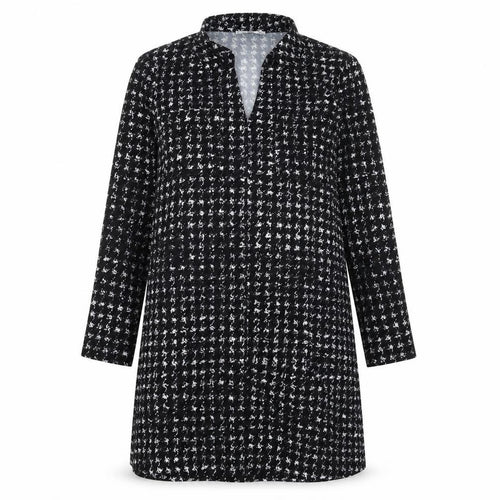 Mango Womens Black Geometric Polyester Shirt Dress Size L Collared Pullover