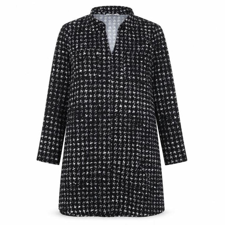 Mango Womens Black Geometric Polyester Shirt Dress Size L Collared Pullover