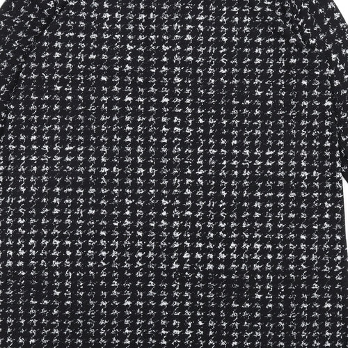 Mango Womens Black Geometric Polyester Shirt Dress Size L Collared Pullover