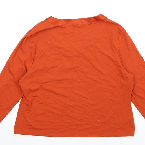 CC Womens Orange Viscose Basic T-Shirt Size XL V-Neck - Beaded Neckline