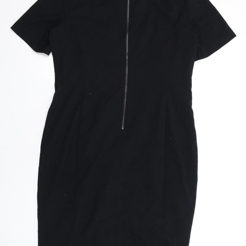 Marks and Spencer Womens Black Polyester Pencil Dress Size 20 Round Neck Zip