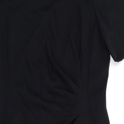 Marks and Spencer Womens Black Polyester Pencil Dress Size 20 Round Neck Zip