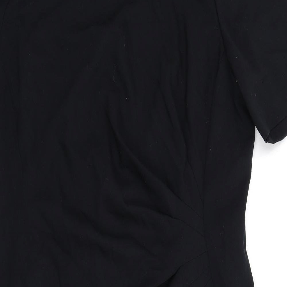 Marks and Spencer Womens Black Polyester Pencil Dress Size 20 Round Neck Zip