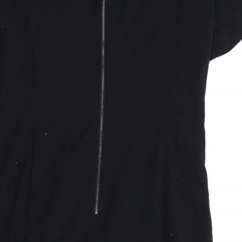 Marks and Spencer Womens Black Polyester Pencil Dress Size 20 Round Neck Zip