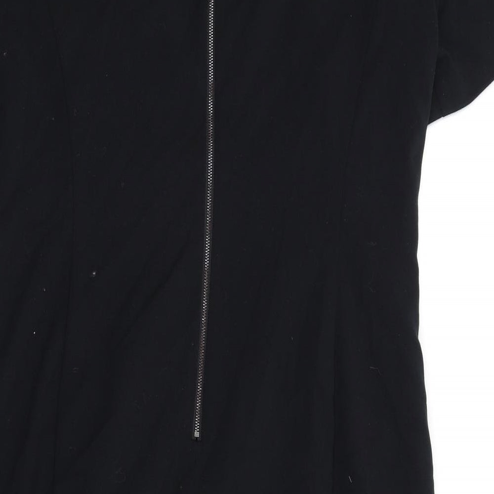 Marks and Spencer Womens Black Polyester Pencil Dress Size 20 Round Neck Zip