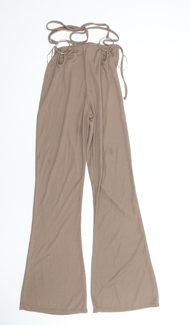 QED London Womens Brown Polyester Trousers Size 8 L32 in Regular