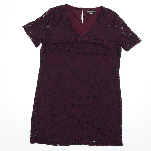 Dorothy Perkins Womens Purple Nylon A-Line Size 16 V-Neck Button