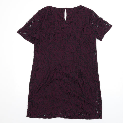 Dorothy Perkins Womens Purple Nylon A-Line Size 16 V-Neck Button
