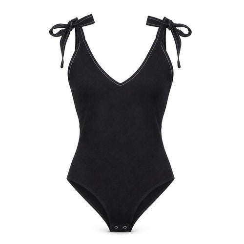 FOREVER 21 Womens Black Cotton Bodysuit One-Piece Size S Snap
