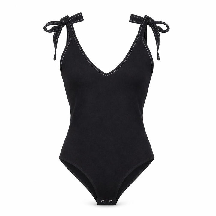 Forever 21 Womens Black Cotton Bodysuit One-Piece Size S Snap