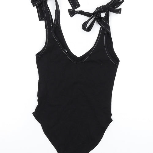FOREVER 21 Womens Black Cotton Bodysuit One-Piece Size S Snap