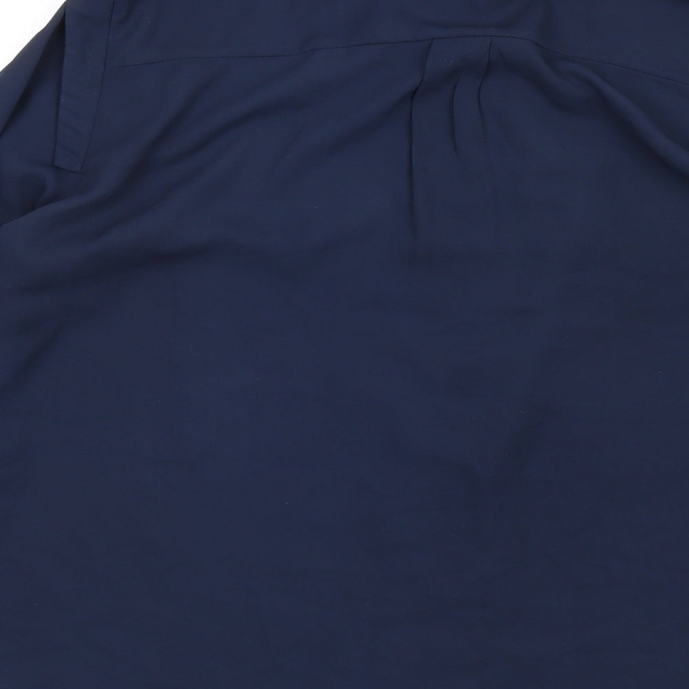 River Island Womens Blue Polyester Basic Button-Up Size 14 Collared - Ruffle