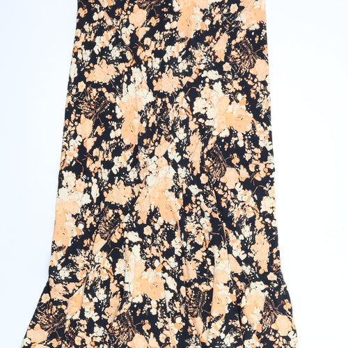 Topshop Womens Orange Geometric Polyester A-Line Skirt Size 18 Zip