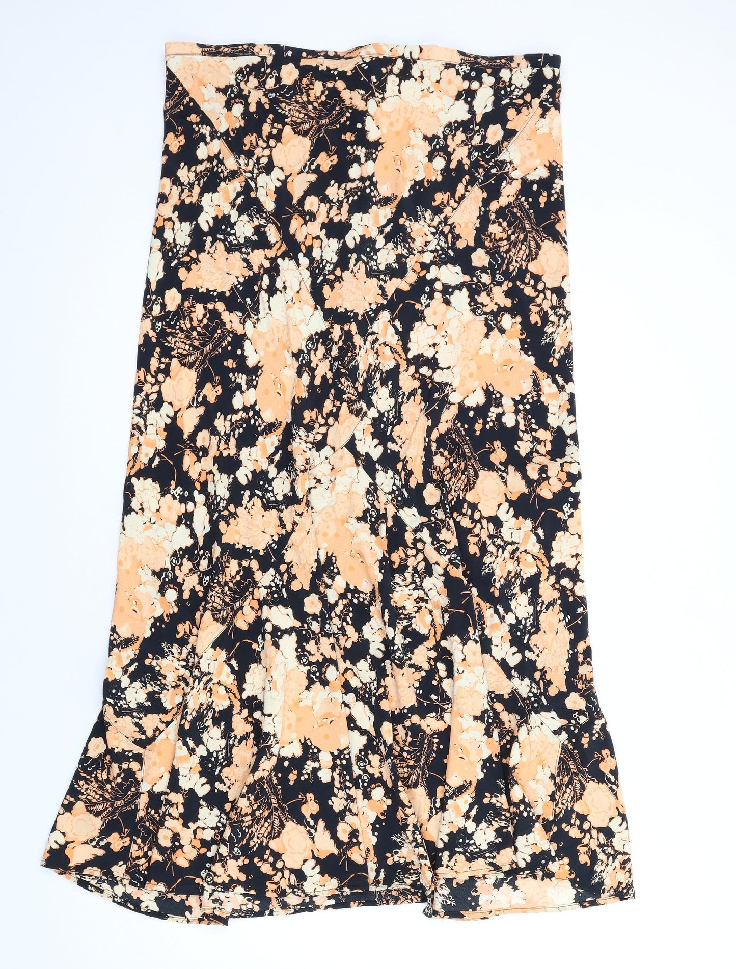 Topshop Womens Orange Geometric Polyester A-Line Skirt Size 18 Zip