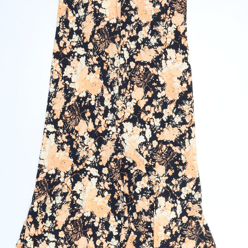 Topshop Womens Orange Geometric Polyester A-Line Skirt Size 18 Zip