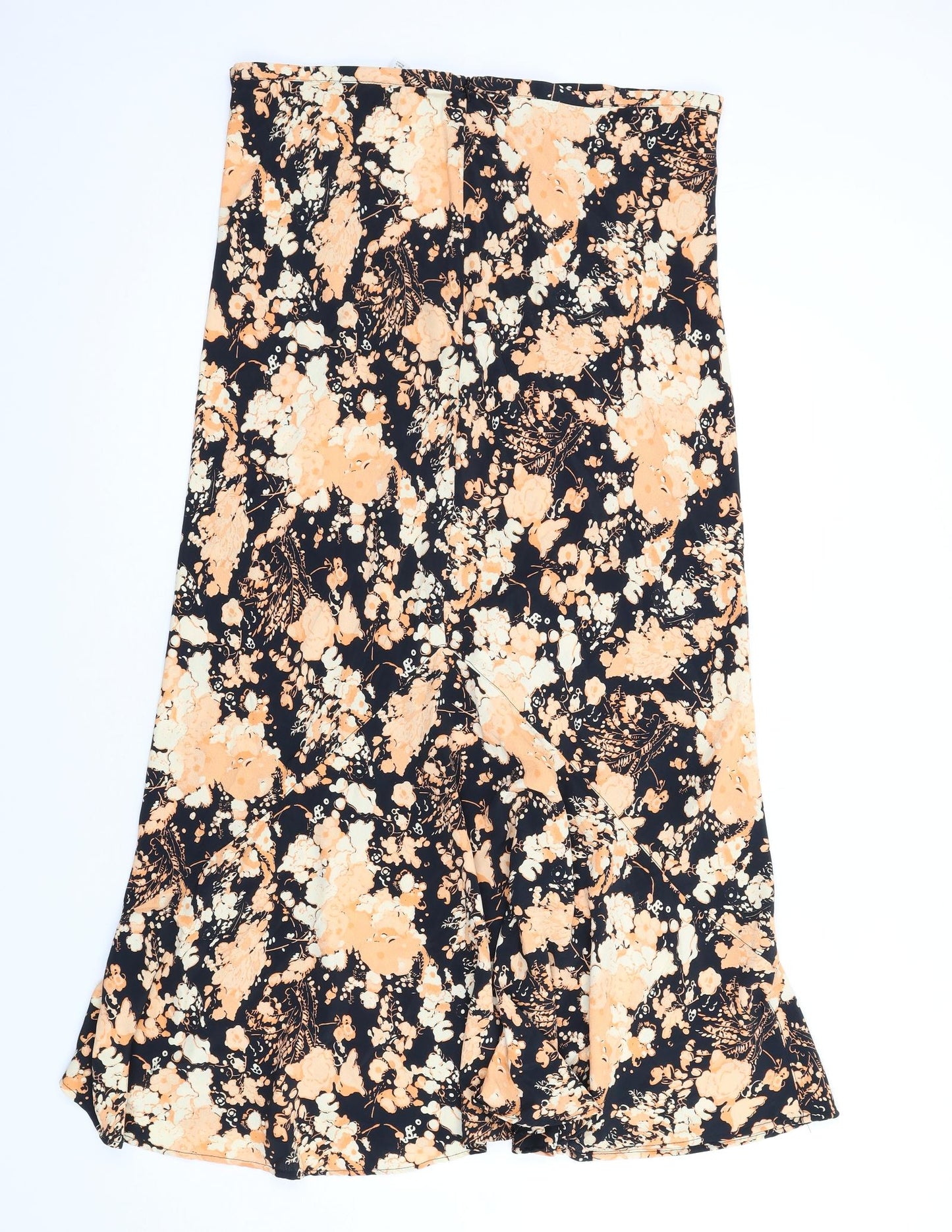 Topshop Womens Orange Geometric Polyester A-Line Skirt Size 18 Zip