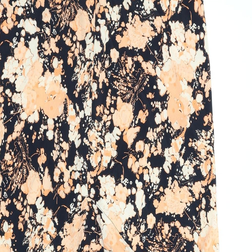 Topshop Womens Orange Geometric Polyester A-Line Skirt Size 18 Zip