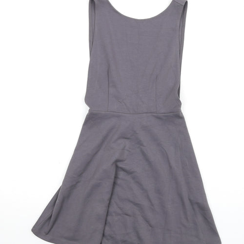 FOREVER 21 Womens Grey Polyester Skater Dress Size S Round Neck Pullover