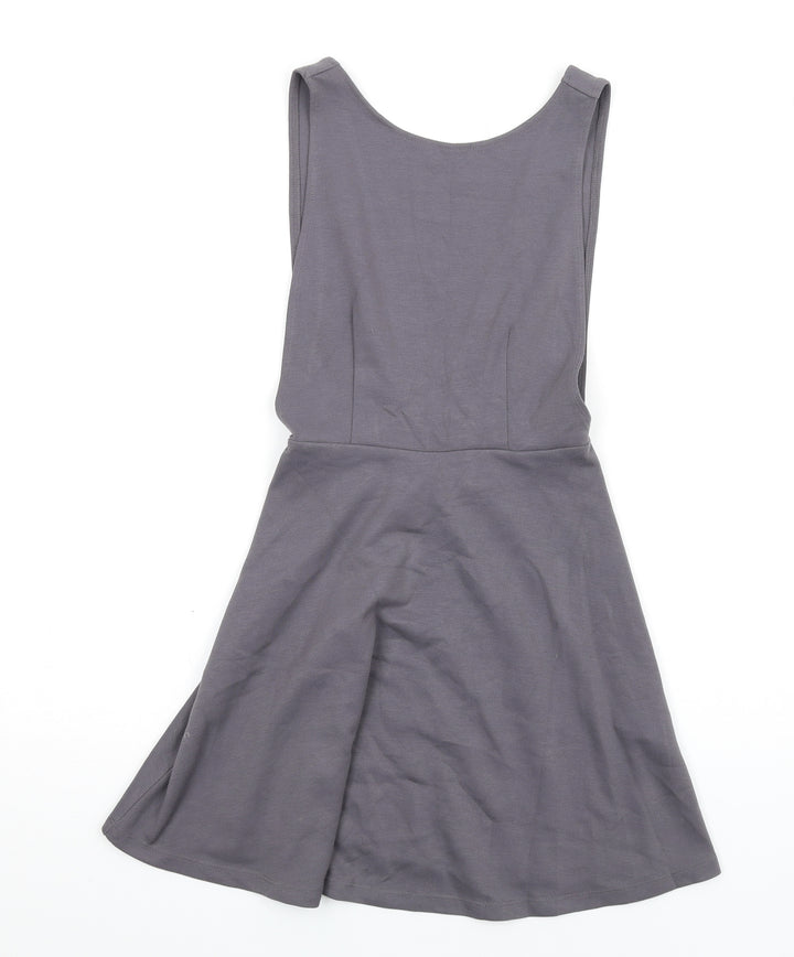 FOREVER 21 Womens Grey Polyester Skater Dress Size S Round Neck Pullover