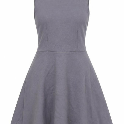 Forever 21 Womens Grey Polyester Skater Dress Size S Round Neck Pullover