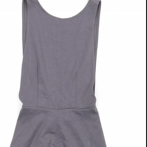 FOREVER 21 Womens Grey Polyester Skater Dress Size S Round Neck Pullover