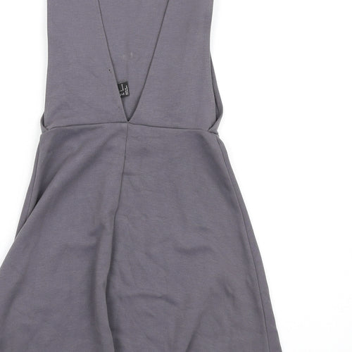 FOREVER 21 Womens Grey Polyester Skater Dress Size S Round Neck Pullover