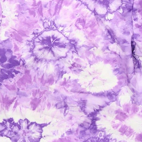 C&A Womens Purple Geometric Polyethylene Basic T-Shirt Size 14 Scoop Neck - Tie Dye