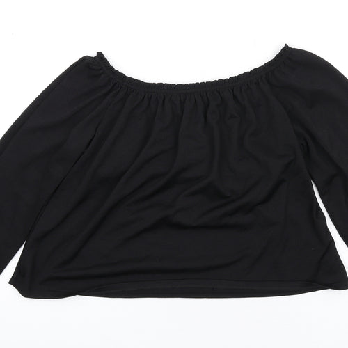 Bershka Womens Black Polyester Basic T-Shirt Size S Off the Shoulder