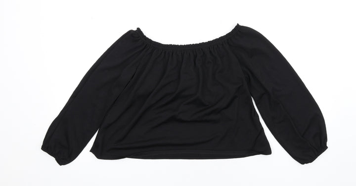 Bershka Womens Black Polyester Basic T-Shirt Size S Off the Shoulder