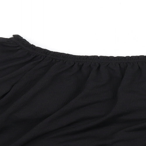 Bershka Womens Black Polyester Basic T-Shirt Size S Off the Shoulder